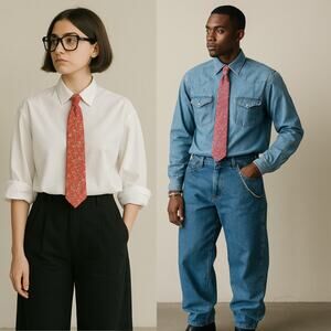 Cacharel Silk Tie Red Ditsy Floral Print Made in Italy Quiet Luxury Old Money